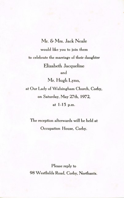 Wedding Invitation From Mr And Mrs Jack Neale Back  001
