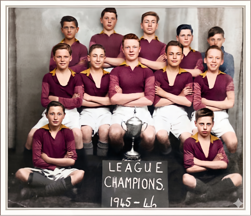 Albrights Secondary Boys School - Oldbury - 1945-46
Dad at 12yrs
Keywords: Dad;football;team