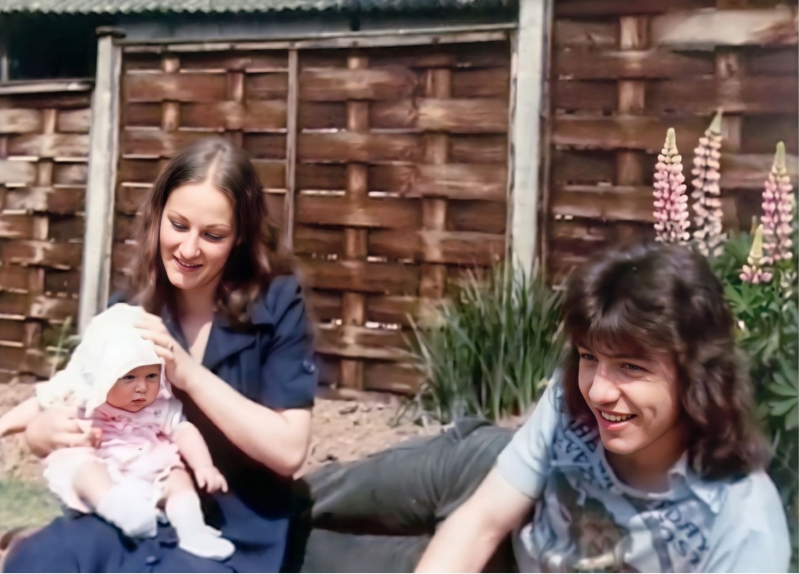 Barbara - Steve and Baby Lisa - In Mick and Shirley Austins Rear Garden - Quinton
