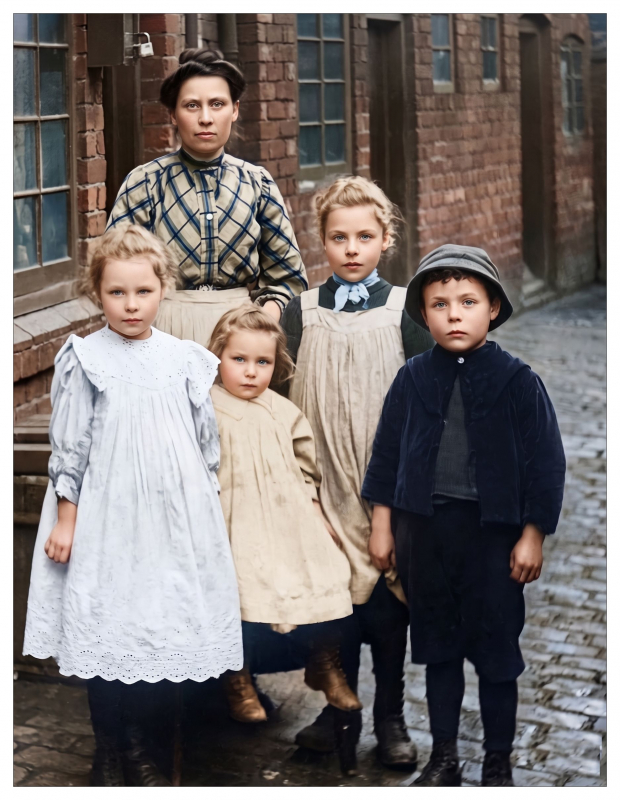 Horace Hall with mother and sisters a
