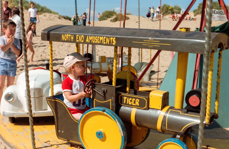 Lee on Carousel on Beach - Mabelthorpe 1981-2
