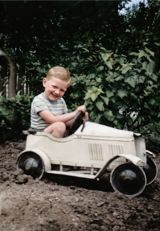 Michael Poole in Peddle Car
