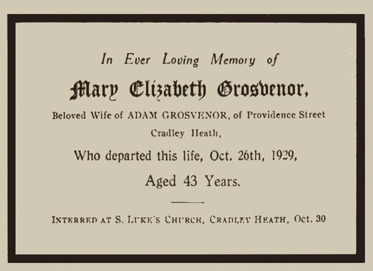 Mary Elizabeth Grosvenor - D Oct 26 1929 d
