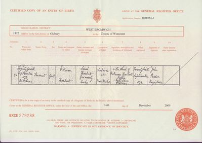Harriet Harbutt Birth
