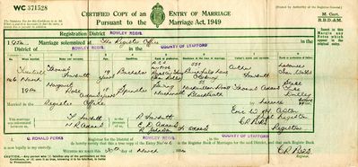 Marriage Certificate Thomas Harbutt  Margaret Ada

